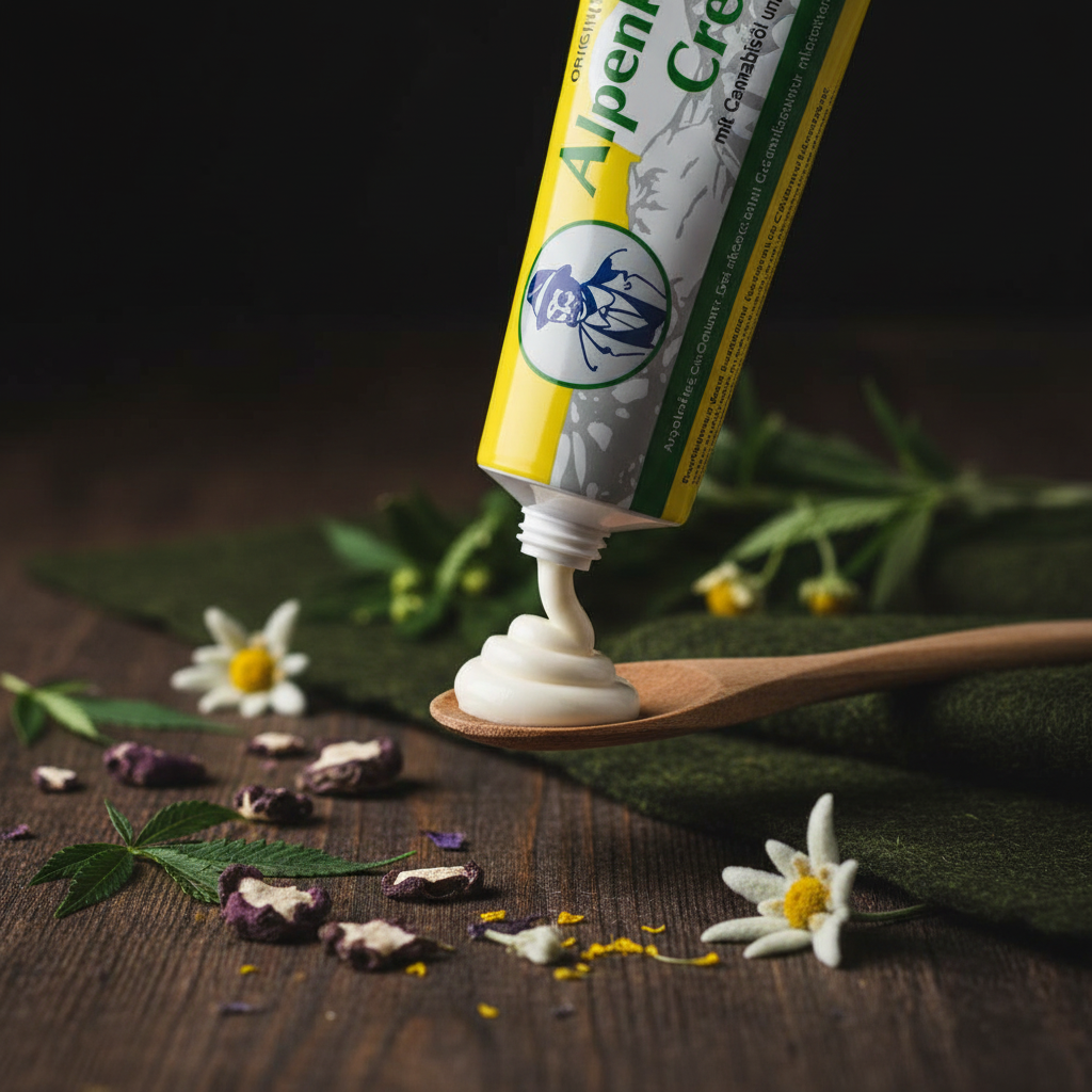 Alpenkrauter Crème met Hennepolie en Duivelsklauw - textuurshot